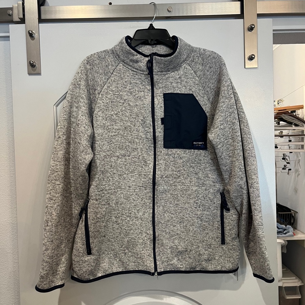 Old navy Heather Gray and Navy Full-Zip Jacket. GUC!